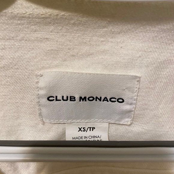 Club Monaco White Denim Frayed Jacket - Picture 5 of 12